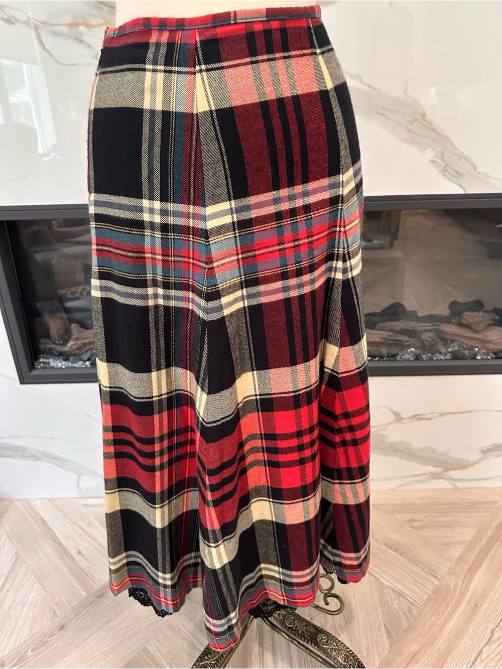 J Peterman A-Line Maxi Skirt in Red and Black